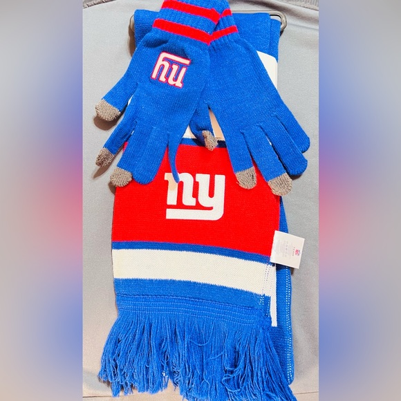Brand New Fan Favorite New York Giants NFL Gloves & Scarf Set Blue & Red GiantNY - Picture 1 of 2